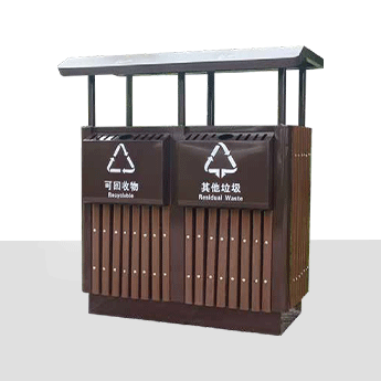 Outdoor Steel ＆ Wood Trash Can